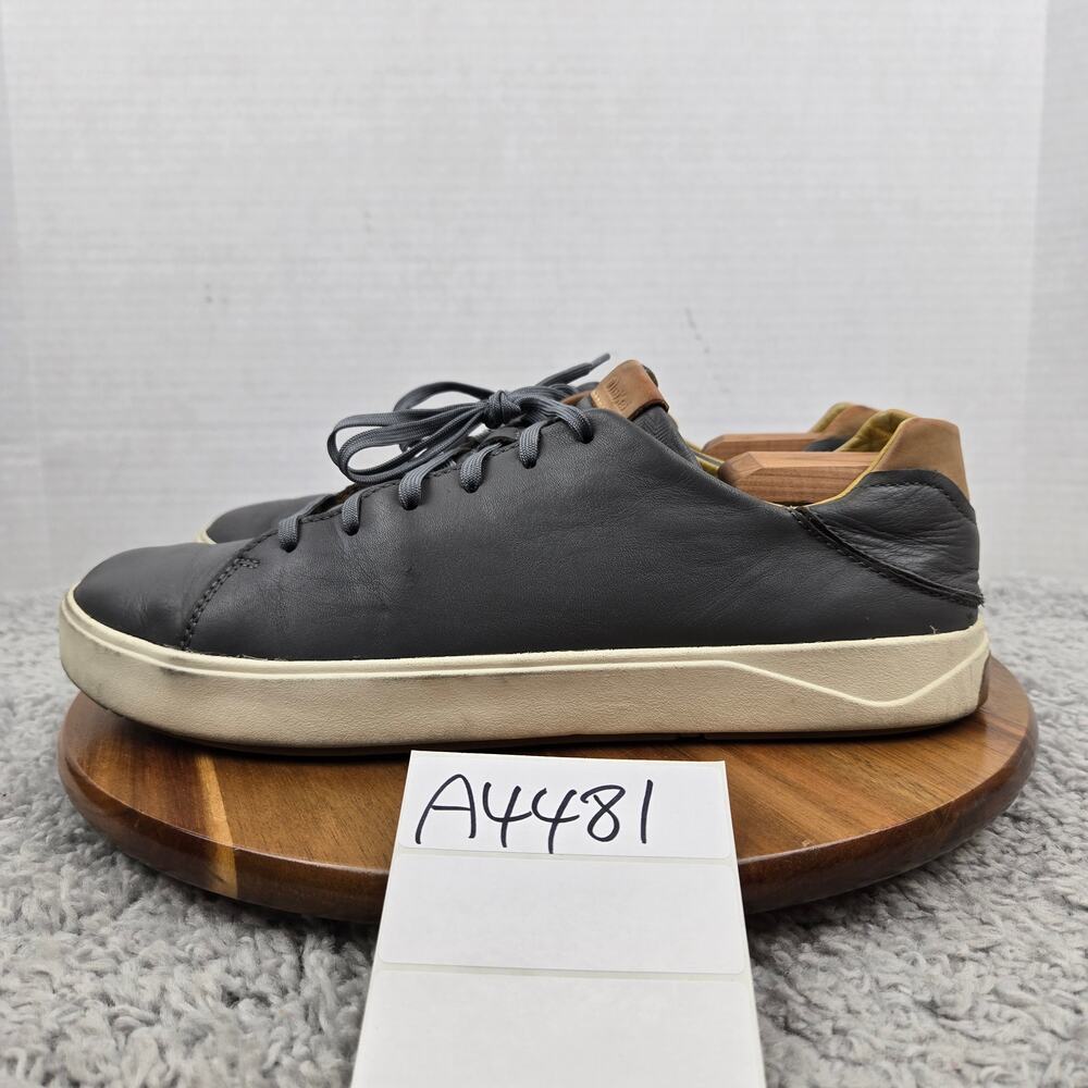 Olukai Mens 11 Lae'Ahi Li 'Ili Gray Leather Casual Lifestyle Daily Sneaker